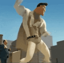 Man in Superhero Costume in City