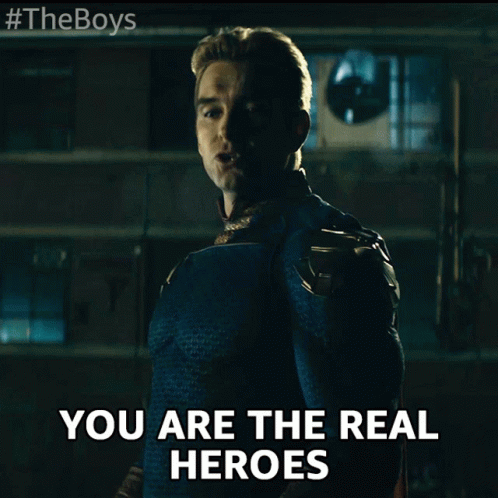 Man In Superhero Costume You Are The Real Heroes GIF