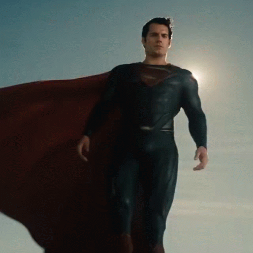 Man in Superman Costume Hovering