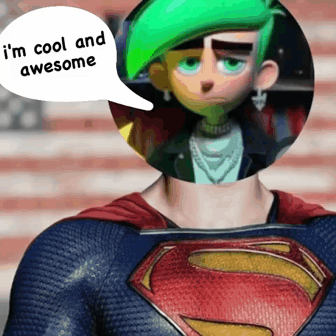 Man in Superman Costume Saying I Am Cool