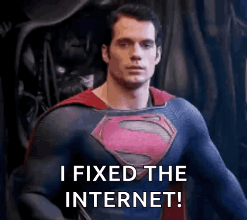 Man in Superman Suit Says I Fixed the Internet