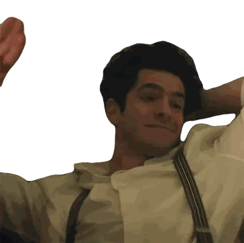 Man in Suspenders and Hat Holding Head
