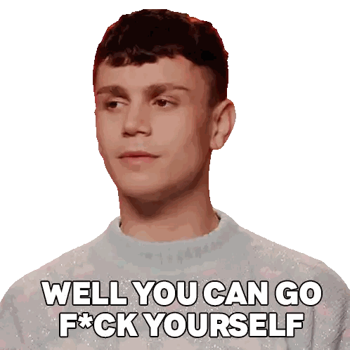 Man in Sweater Saying F*ck You
