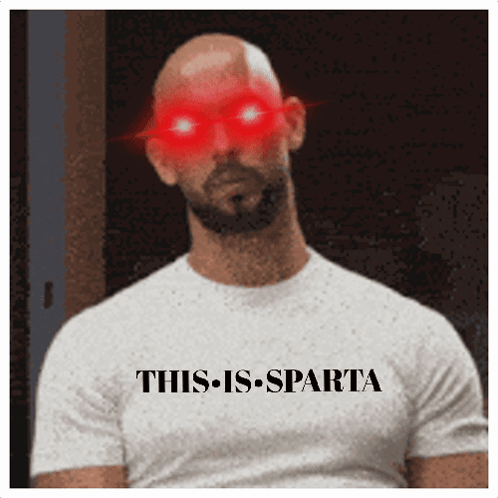 Man in T-Shirt Saying This Is Sparta