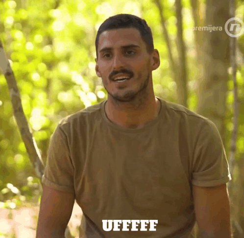 Man in T-Shirt Saying Ufffe