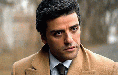 Man In Tan Coat And Tie Looks Serious GIF
