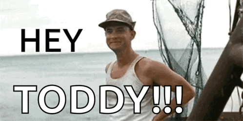 Man in Tank Top on Boat Saying Hey Toddy