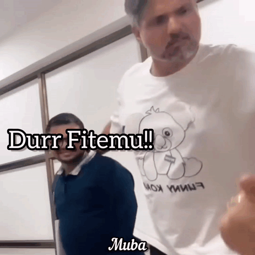 Man In Teddy Bear Shirt Says Durr Fitemu GIF