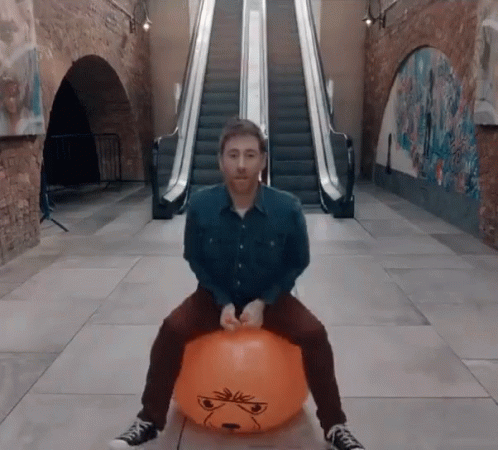 Man In The Hopper Bouncing Ball GIF