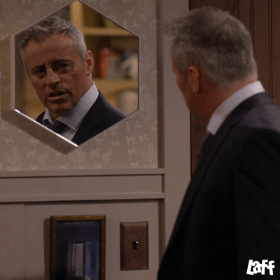 Man In The Mirror Matt Leblanc Smiling GIF