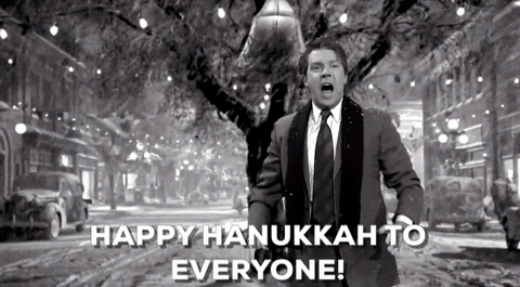 Man In The Rain Shouting Happy Hanukkah GIF
