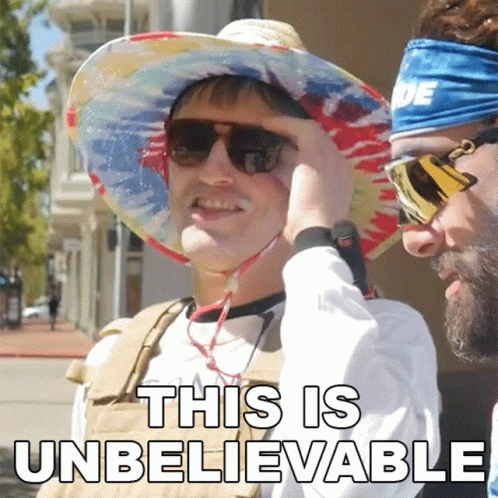 Man In Tie Dye Hat And Sunglasses Saying This Is Unbelievable GIF