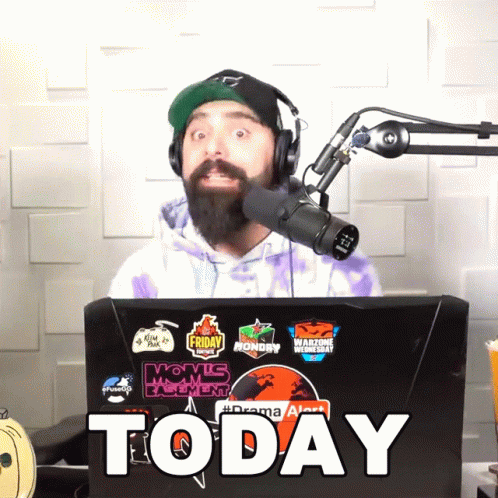 Man in Tie Dye Hoodie in Front of Microphone Today