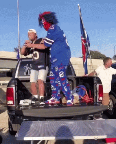 Man In Tie Dye Shirt Saying Lets Go Buffalo GIF