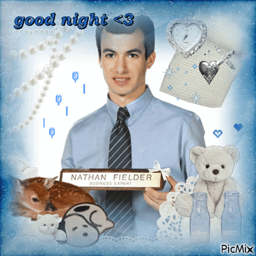 Man in Tie Holding Sign Nathan Fielder Business Expert