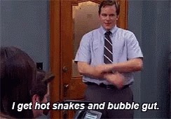 Man in Tie Says I Get Hot Snakes and Bubble Gut