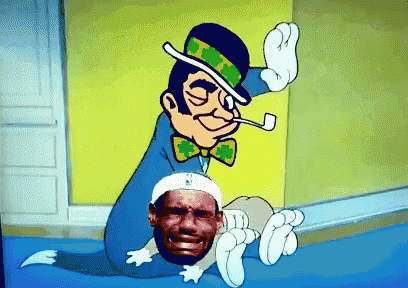 Man in Top Hat and Bow Tie Holding Head