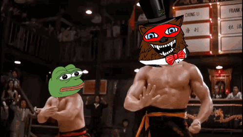Man in Top Hat and Bow Tie Next to Frog