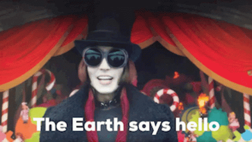 Man in Top Hat and Sunglasses Says Earth Says Hello