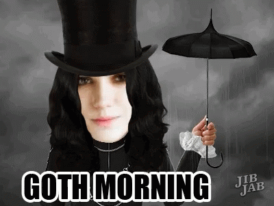 Man in Top Hat Holding Umbrella Goth Morning