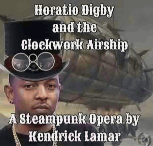 Man in Top Hat in Front of Steampunk Airship