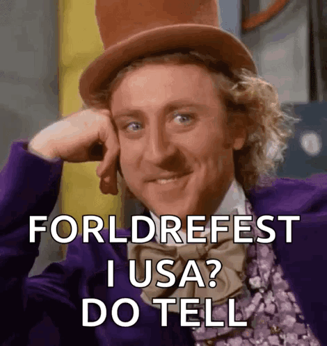 Man in Top Hat Saying Forldrefest in USA