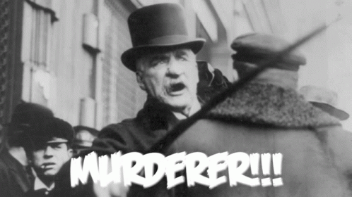 Man In Top Hat With Murder Word GIF
