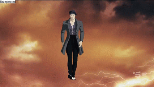 Man in Trench Coat Walking Under Lightning Sky Unregistered