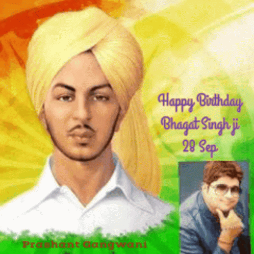 Man in Turban Happy Birthday Bhagat Singh Ji