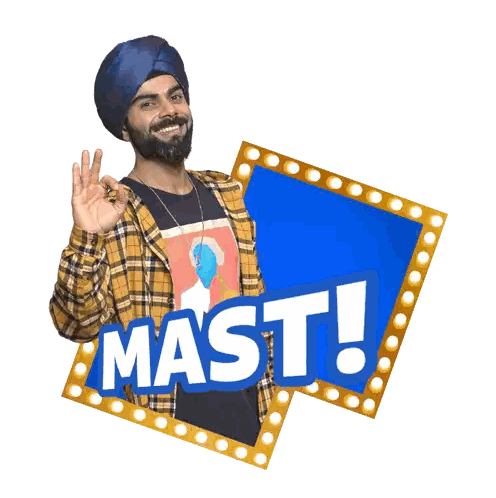 Man in Turban Holding Mast Sign