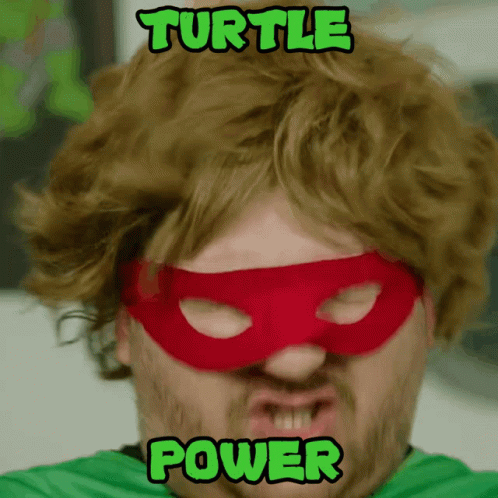 Man In Turtle Mask Saying Turtle Power GIF