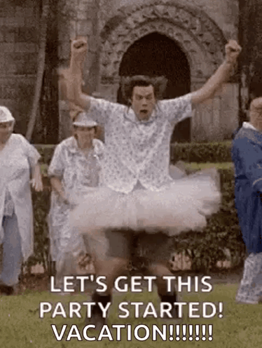 Man in Tutu Jumping as Crowd Watches