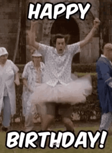 Man in Tutu Jumping While Group Celebrates Birthday