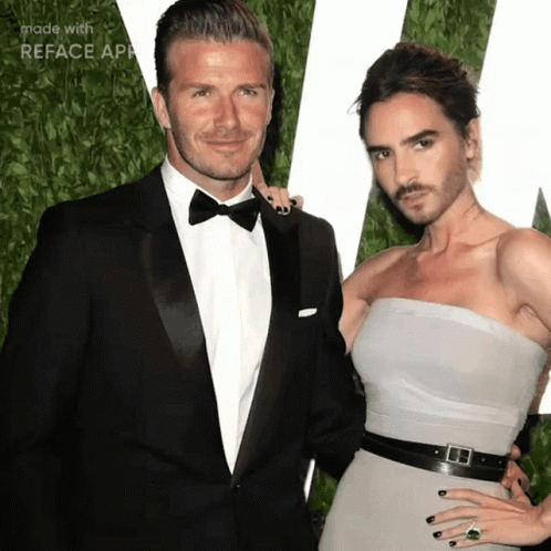 Man in Tuxedo and Woman Strapless Dress Reface