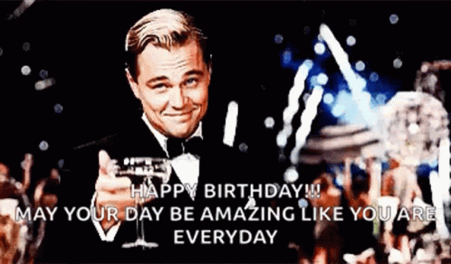 Man In Tuxedo Holding Champagne Happy Birthday GIF