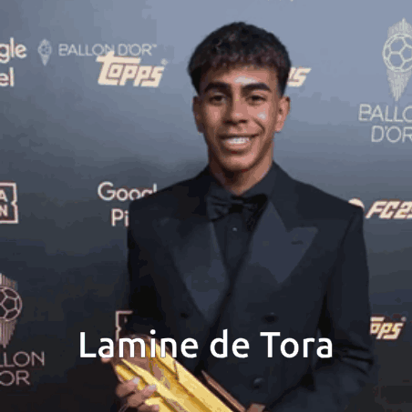 Man in Tuxedo Holding Gold Trophy Lamine de Tora