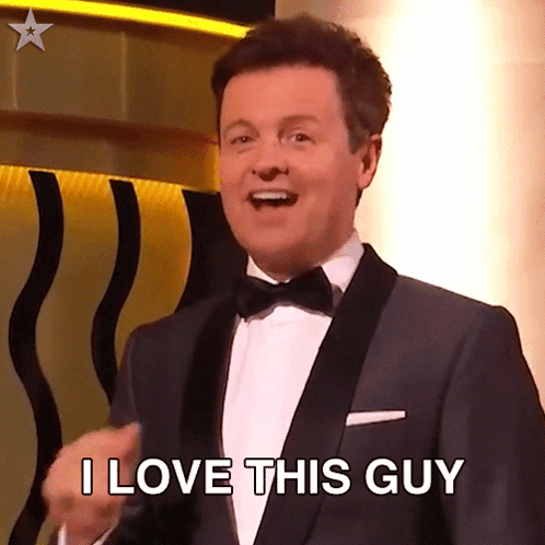 Man in Tuxedo Saying I Love This Guy