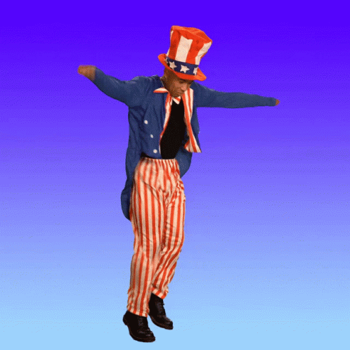Man in Uncle Sam Costume Dancing