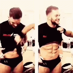 Man in Underwear Showing Abs