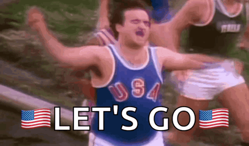 Man In USA Jersey Running Arms Up Let's Go GIF