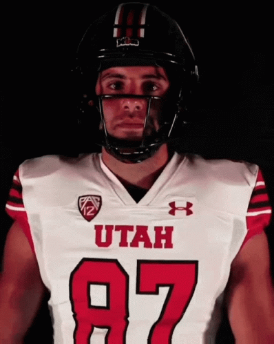 Man in Utah Jersey and Helmet