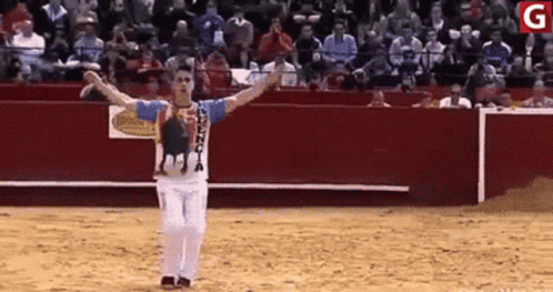 Man In Valencia T-Shirt In Bullring GIF