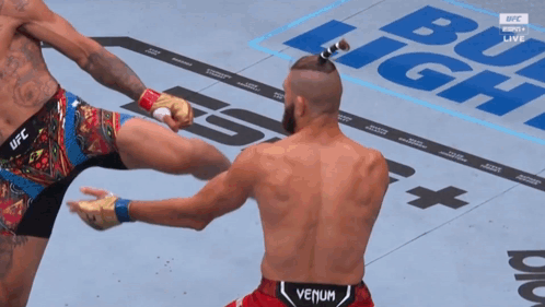 Man in Venum Shorts Kicks Man in UFC Shorts
