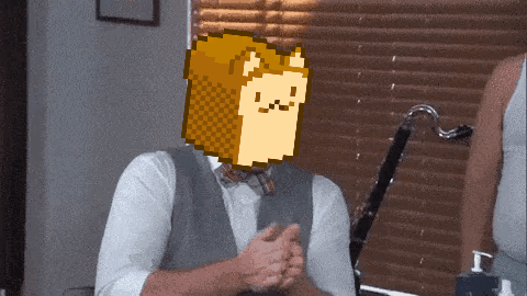 Man in Vest and Bow Tie with Bread Face