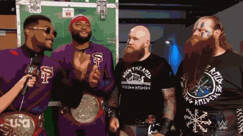 Man In Viking Raiders Shirt Interviewed GIF
