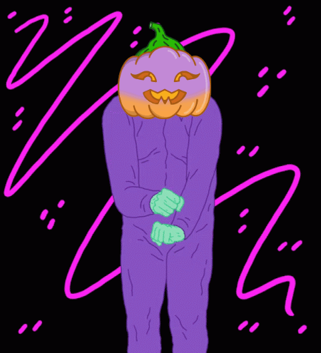 Man In Violet Suit Doing Pumpkin Dance GIF