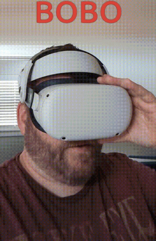 Man in VR Headset Saying Bobo in Red