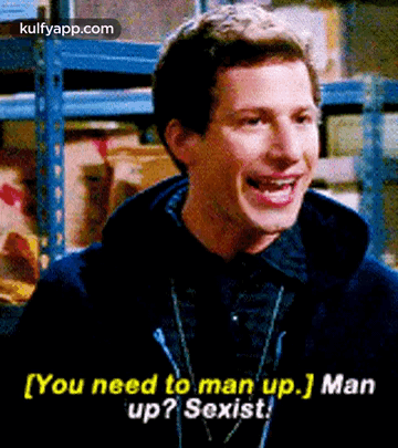 Man in Warehouse Saying You Need to Man Up