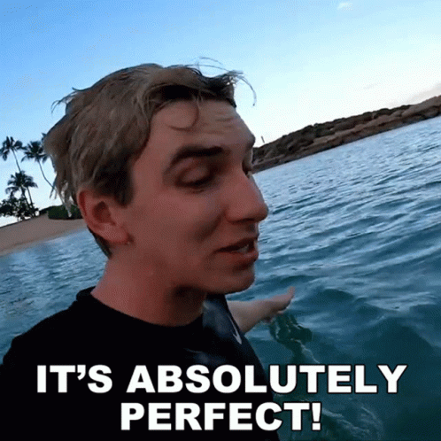 Man in Water Saying Absolutely Perfect