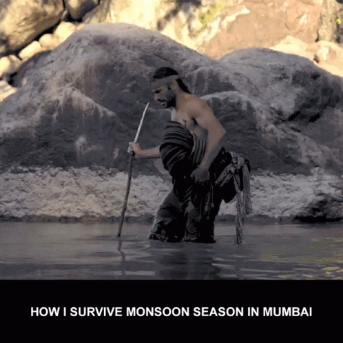 Man In Water Saying How I Survive Monsoon Season In Mumbai GIF